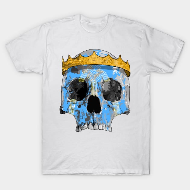 Sky blue skull with crown and warpaint T-Shirt by M[ ]